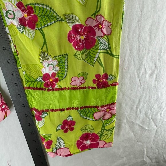 Boston Proper Jumpsuit Womens XS Wide Leg Sleeveless Bib Pocket Floral Green Red - Picture 12 of 13